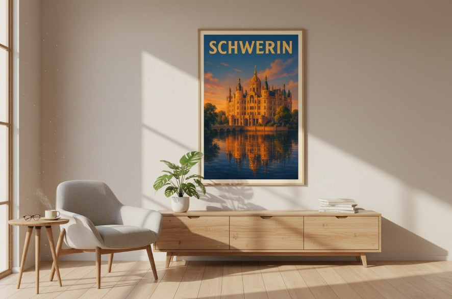 Germany, Schwerin - Sunset Castle