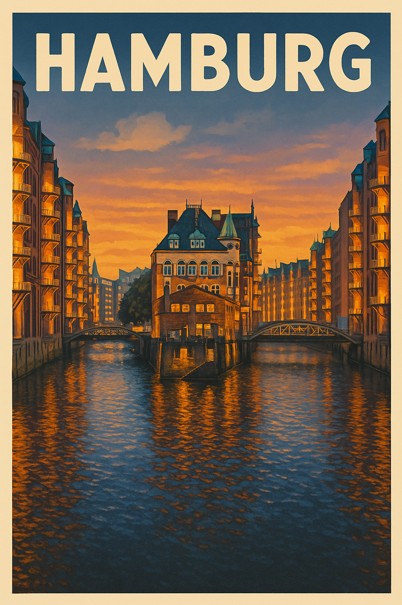 Germany, Hamburg - Canal Sunset