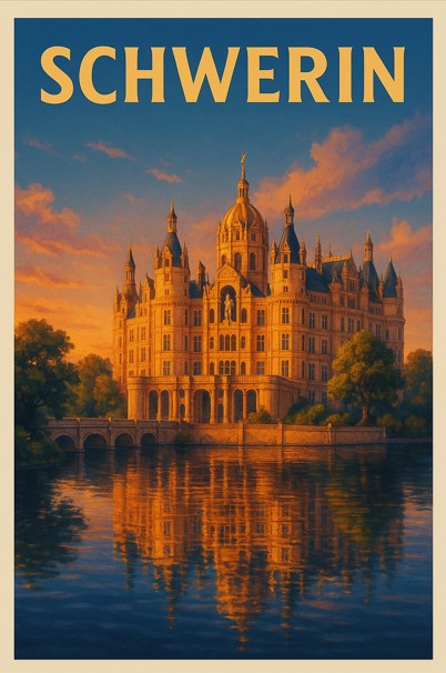 Germany, Schwerin - Sunset Castle