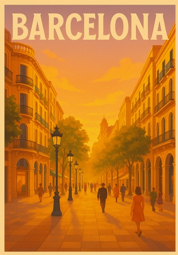 Spain, Barcelona, LaRamble, Sunset